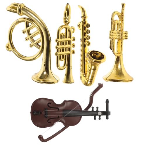 Yardwe 5 Stück Mini-Musikinstrumentenmodell Dekoration Miniatur Bausätze für kinderspielzeug Instrumente für Mini- Kinderparty Gefälligkeiten Plastik von Yardwe