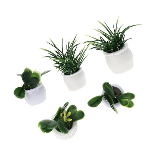 Yardwe 5 Stück Mini-pflanzenmodell Mini -Topf -Miniatur Feenfiguren Blumendekor Miniaturen Mini-topfpflanze Blumenmodell Puppenhausgrün Miniatur Moos Spielhaus Gartenzubehör Plastik von Yardwe