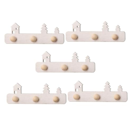 Yardwe 5 Stück Mini-wandhaken Puppenhaus-miniaturhaken Mini-hausschlüsselhaken Und Puppenhaus-kleiderhaken Winzig Mini-Garderobe Miniatur-zubehör Kleine Holzhaken Weiß Kiefernholz von Yardwe