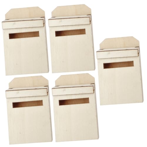 Yardwe 5 Stück Miniatur Holzbriefkasten mit Aufklappbarem Deckel Kreative Mini Haus Möbeldekoration Realistische Puppenhaus Briefkasten Figurine Kompakt Leicht für Spiel und von Yardwe