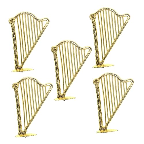 Yardwe 5 Stück Miniaturharfe Kleine Harfenstütze Mini-puppenhaus Mit Musikinstrumenten Puppenhaus-harfen- Puppenhaus-musikinstrumente Harfen-puppenhausmöbel Mini-Harfe Plastik Golden von Yardwe