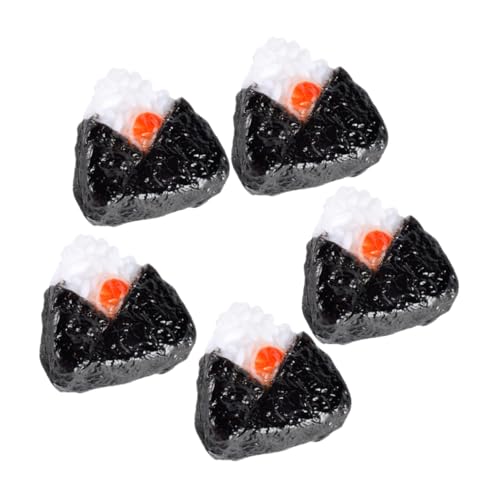 Yardwe 5 Stück Nachgemachte Sushi-Reisbällchen Mini japanische Reisbällchen Mini-Food- Mini Japanisches Essen Foto Requisite Puppenhaus-Snack Miniaturdekor winziges Essen PVC Schwarz von Yardwe