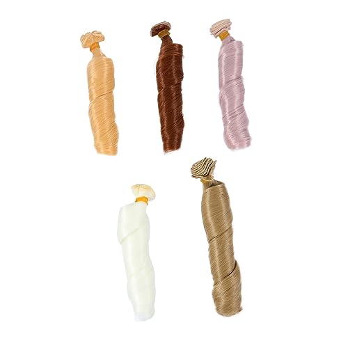Yardwe 5 Stück Puppe Perücke Puppe Gerade Perücke Herstellung Rosa Perücke Puppe Mit Lockigem Haar Puppenperücken Machen Puppenhaar Lockig Babypuppe Puppenhaarperücken Hochtemperaturdraht von Yardwe