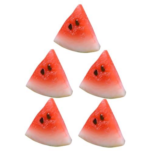 Yardwe 5 Stück Simulierte Fruchtwassermelonenscheiben Niedlicher Geburtstag Party sammlerstücke Miniatur-Wassermelonenscheibe Puppenhaus Lebensmittelmodell Puppenhausfrüchte PVC rot von Yardwe