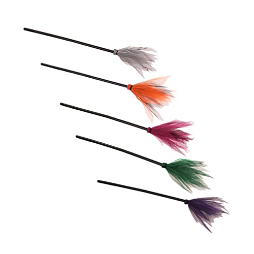 Yardwe 5 Stück Teiliges Halloween Hexenbesen für Deko und Cosplay Gruselige Partyaccessoires Orange und Grün für Festliche und Halloween Feiern von Yardwe