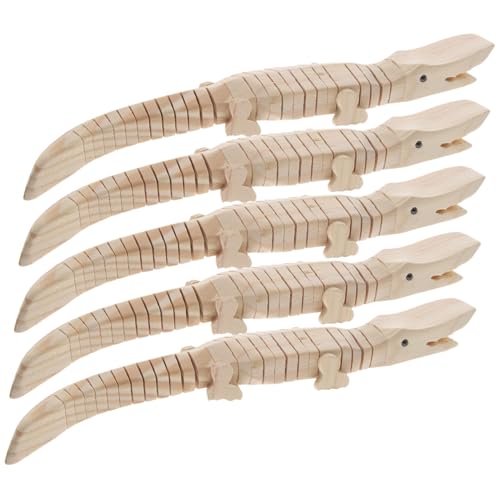 Yardwe 5 Stück Teiliges Holz Krokodil DIY Lernspielzeug für Schüler Kleines Modell Einfach Tragbar Kreative Bastelidee Fantasie und Bildung von Yardwe