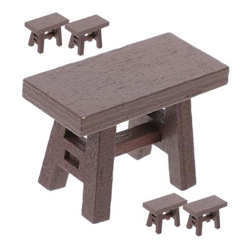 Yardwe 5 Stück Teiliges Mini Holzhocker Vintage Miniatur Möbel Realistische Puppenhaus Stühle Kompakte Kinderspielzeug Dekoration von Yardwe