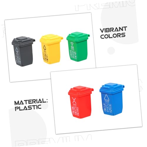 Yardwe 5 Stück Teiliges Miniatur Mülltonnen für Puppenhäuser Pädagogisches Sortier Kunststoff Abfallbehälter für Realistische Dekoration für Küchen und Tischszenen von Yardwe