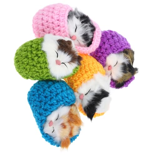 Yardwe 5 Stück Teiliges Plüsch Katzenspielzeug in Pastellfarben Weiche Stofftiere als Kinderzimmer Dekoration und Niedliche Kuscheltiere Geräuschfunktion für Katzenfans von Yardwe