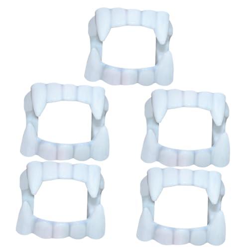 Yardwe 5 Stück Teiliges Resin Vampirzähne Set Halloween Falsche Zähne Aufsteckzähne für Erwachsene Cosplay Party Zubehör Leicht Umweltfreundlich von Yardwe