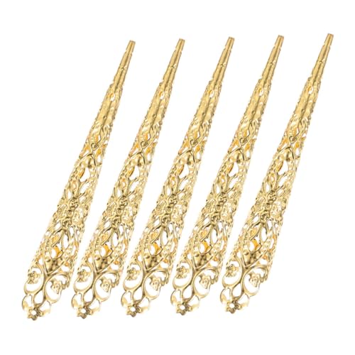 Yardwe 5 Stück Teiliges Vampir Fingertip Krallen für Halloween Cosplay Lange Goldene Kunstnägel Dekorative Fingerkostüm Accessoires für Frauen und Mädchen Yardwe 5 Stück Teiliges Vampir Fingertip Krallen für Halloween Cosplay Lange Goldene Kunstnägel Dekorative Fingerkostüm Accessoires für Frauen und Mädchen von Yardwe