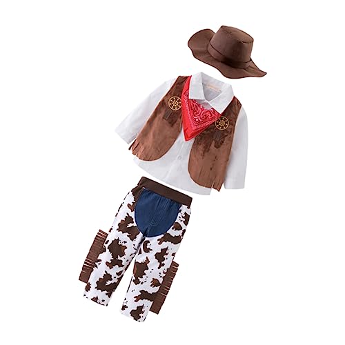 Yardwe 5 Stück Teiliges Western Cowboy Kostümset für Monate Langärmeliges Cowboy Roleplay Outfit mit Hemd Hose Weste Halstuch und Hut Cosplay Kleidung für Fasching und Mottoparty Yardwe 5 Stück Teiliges Western Cowboy Kostümset für Monate Langärmeliges Cowboy Roleplay Outfit mit Hemd Hose Weste Halstuch und Hut Cosplay Kleidung für Fasching und Mottoparty von Yardwe
