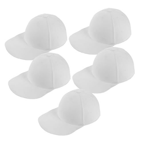 Yardwe 5 Stück Weiße Papier Baseballkappen zum Bemalen Unbemalte DIY Bastelmützen für Kreative Sportmützen für Kindergarten Aktivitäten und Familien Teamspiele von Yardwe