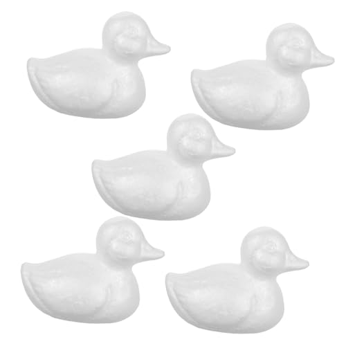 Yardwe 5 Stück Weiße Schaumstoff Enten Unbemalte Enten für DIY Bastelprojekte Hochzeitsfeiern und Kreative Dekorationen Handwerkliche Foam Duck Modelle von Yardwe