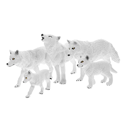 Yardwe 5 Stück Wolf Figur Modell Teiliges Realistische Wolfsfiguren für Heimdekoration Schreibtisch und Regalaccessoires Hochwertiges Plastik für Lernspielzeug und Sammlerstücke von Yardwe