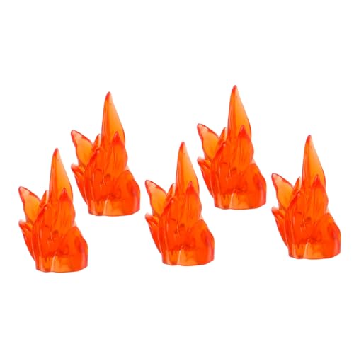Yardwe 5 Stück Zusammengebaute Bausteine Flammenfigur Halloween leuchtende Flamme Miniaturfeuer Mini-Straßensperre- SHF-Effekte Spielzeugbaukegel Plastik Orange von Yardwe