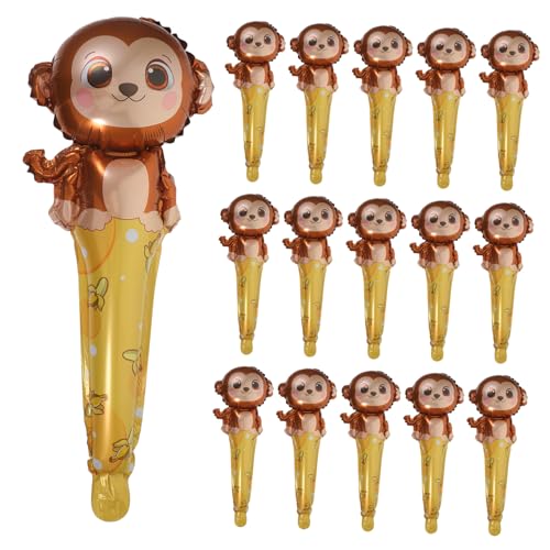 Yardwe 50 Stück Affenballon Rosa Karikatur Ballon-Tier-Kit aufblasbarer Tiere Parteiführer bleiben Party Gefälligkeiten Stöcke Krachmacher Jubelstock Aluminiumfolie von Yardwe