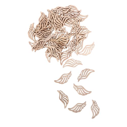 Yardwe 50 Stück Engelsflügel-Chips weihnachtsdeko Engel leer Ornament Herstellung hohl winzig groß weiße Engelsflügel Engel-Hängeanhänger aus Holz Engel Dekorationen hölzern Light Brown von Yardwe