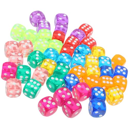 Yardwe 50 Stück Farbige Würfel Spiel Würfel Spielzeugwürfel Bunte Würfel Standard -Game Dices Bulk Partyspielwürfel Standard-spielwürfel Mehrseitige Würfel Partywürfel Acryl von Yardwe