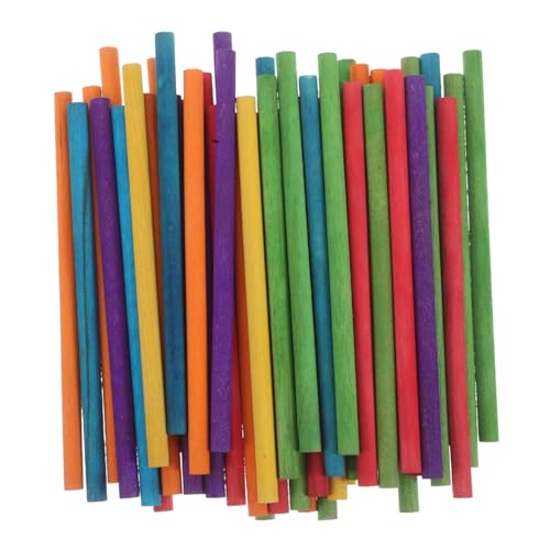 Yardwe 50 Stück Farbstifte Jumbo-Bastelstöcke orangefarbene Holzstabnägel Rhythmus-Musikstöcke Musikstäbe aus Hartholz Basteldübel Wachsstäbchen für hölzern von Yardwe