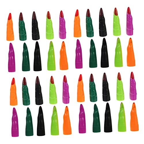 Yardwe 50 Stück Halloween Hexen Fingernagel Fake Finger Abdeckung Cosplay Requisiten Grün Orange Schwarz Leicht Langlebig Gruselig für Hexen und Zombie Kostüme Yardwe 50 Stück Halloween Hexen Fingernagel Fake Finger Abdeckung Cosplay Requisiten Grün Orange Schwarz Leicht Langlebig Gruselig für Hexen und Zombie Kostüme von Yardwe