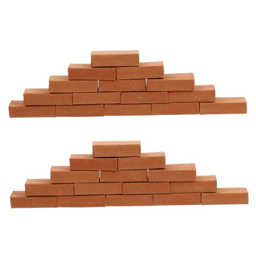 Yardwe 50 Stück Handgefertigte Ziegel für Feengarten Ziegel Miniatur-Wandziegel Ziegelmodell Mini-Gartenziegel Miniatur-Ziegelfigur Modell aus gefälschten Ziegeln Ton rot von Yardwe