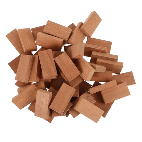 Yardwe 50 Stück Holz Dominoes Original Holzfarbe Leichtes Reisespiel für Familien für Indoor und Outdoor Aktivitäten Fördert Logisches und Mathefähigkeiten von Yardwe