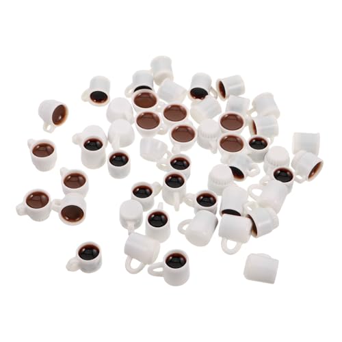 Yardwe 50 Stück Kleine Kaffeetassen Puppenhaus Kaffeetasse Kaffeetasse Miniatur Harz Mini Party Dekoration Miniatur Küchenzubehör Lebensmittelmodell DIY von Yardwe
