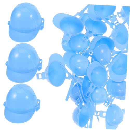 Yardwe 50 Stück Mini-Puppenhelme halllowen heeloween Security Cap tortendeko firmung geburtstagseinladungen Sachen Szene Kappe Schutzhelm für Haustiere kleine Hühnerhelme Plastik Sky-Blue von Yardwe