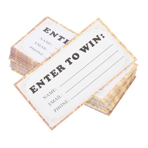 Yardwe 50 Stück Raffle Tickets Karten mit Luck Nachricht Beschreibbare Anmeldeformulare für Name Mail Telefonnummer Glatte Kartonoberfläche Einfache Teilnahme an Wettbewerben und von Yardwe