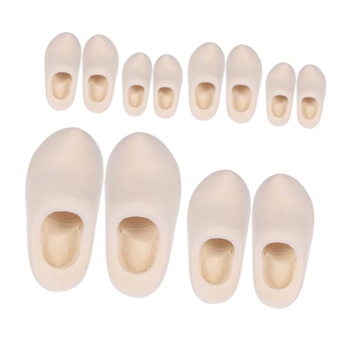 Yardwe 6 Paare Miniatur Holzschuhe Unfertige Holzschuhe für DIY Bastelprojekte Mini Holzclogs für Puppenhaus Zubehör und Kreative Rollenspiele von Yardwe
