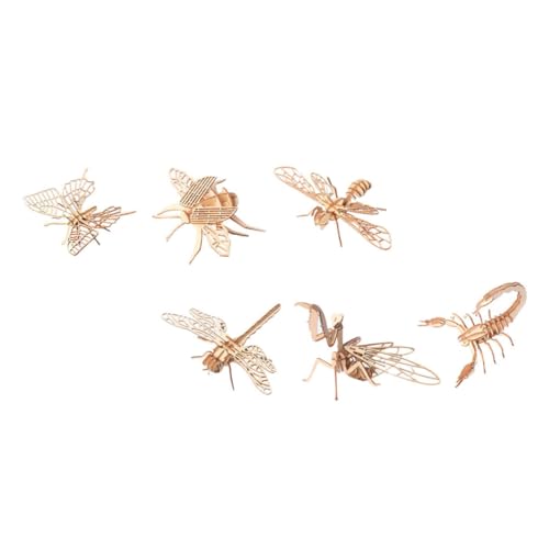 Yardwe 6 Stück 3D -Puzzlespielzeug Holzrätselspielzeug 3D-Puzzle für tiermodelle selber Machen Tierhandwerksmodelle für DIY DIY-Puzzle- hölzern Light Brown von Yardwe