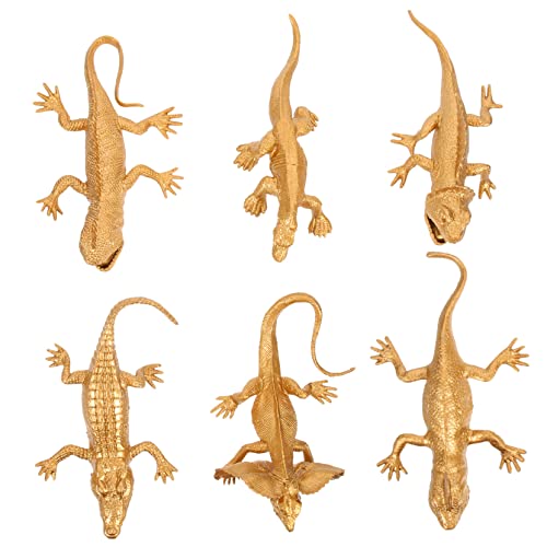 Yardwe 6 Stück Echsenreptilienmodell Spielzeugtiere Tierspielzeug Eidechsenfigur Goldene Tierfiguren Mini -tierfiguren Winzige Tiere Entzückende Tiere Basteln Plastik von Yardwe