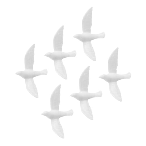 Yardwe 6 Stück Kleines Weißes Taubenmodell Figur Simulationsvogelmodell Winzig Realistisch Rasen Kleine Vögel Mini-puppenhauszubehör Vogel-babyparty-Dekorationen Harz von Yardwe
