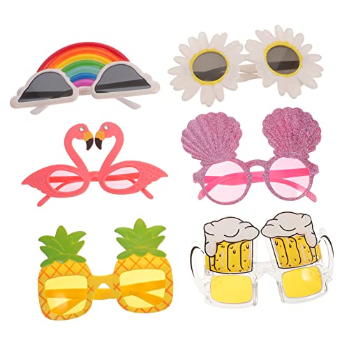 Yardwe 6 Stück Lustige Hawaiian Partybrillen Kreative Strandsonnenbrillen für Erwachsene Verschiedene Designs für Feierlichkeiten für Foto Requisiten und Partys von Yardwe