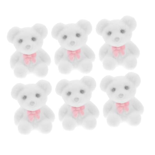 Yardwe 6 Stück Mini-Bärpuppe Party Hochzeit Dekoration Weiche Plüschtiere Dekorative Figuren Hochzeitsgeschenke kleine Bären Minibären für die Babyparty Minibären Masse PVC Weiß von Yardwe