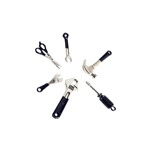 Yardwe 6 Stück Mini Hammerschlüssel Mini-Toolbox-zubehör Puppenhauszubehör Puppenhaus-Werkzeuge Dekorationszubehör Für Puppenhäuser Zubehör Für Das Puppenhaus Miniaturhauszubehör Schwarz von Yardwe