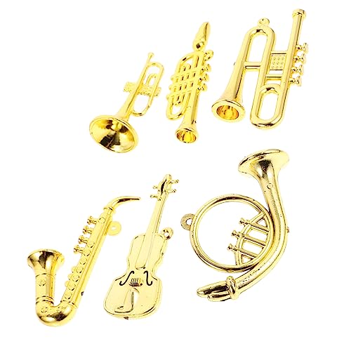 Yardwe 6 Stück Mini-Musikinstrumentenmodell realistisch Trompete Puppe Musical klein bastelmaterial für bastelsets für Instrumentensatz winzige Instrumente Plastik Golden von Yardwe