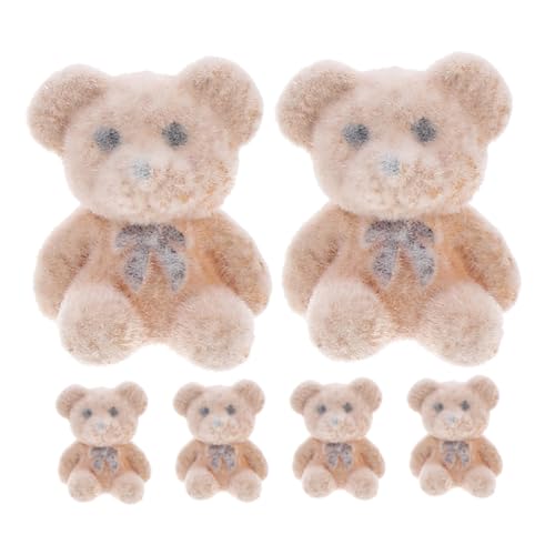 Yardwe 6 Stück Mini-bärpuppe Kleine Bären Minibären Für Die Babyparty Mini-flockbären Geburtstags-minibär Minibären Masse Light Brown PVC von Yardwe