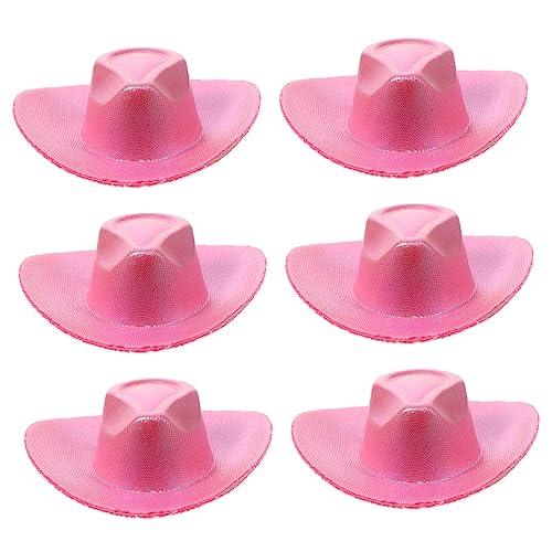 Yardwe 6 Stück Miniatur Cowboyhüte aus Kunstleder Kleine Western Hüte für Puppen Dekorative Mini Hüte für Basteln Party und Kuchen Stylische Accessoires für Cosplay und Fotoshootings von Yardwe