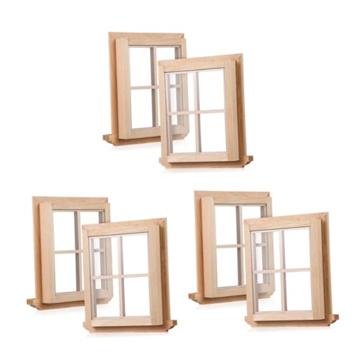 Yardwe 6 Stück Modellbau Stabile Fensterrahmen für DIY Puppenhaus Möbel für Kinderzimmer Dekoration und Puppenhaus Zubehör von Yardwe