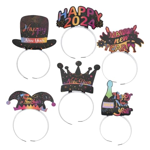 Yardwe 6 Stück Neujahrs Haarreif Festlicher Kopfschmuck für Silvester Dekorative Haarbänder als Party Zubehör für Fotos und Feiern Leicht und Bequem für Vielfältige Anlässe von Yardwe