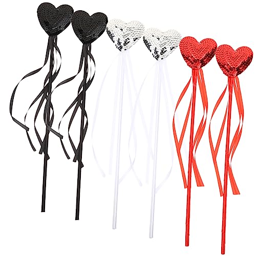 Yardwe 6 Stück Paillettenliebe Stick Kleinkinder Stöcke Abschlussball Valentines Groß Fee Zauberstab Party Kreative Herzstäbe Kinderwand Glitzer Zauberstäbe Für Stoff von Yardwe