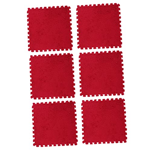 Yardwe 6 Stück Plüschbodenmatte Fliese Spielmatte Unterlage Klein Matten Teppiche Für Schlafzimmer Schaum Verriegelung Rätsel Bodenzubehör Austauschbare Puzzlekissen Rot Eva von Yardwe