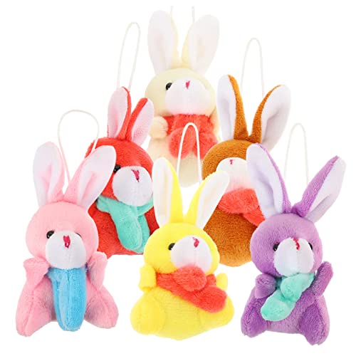 Yardwe 6 Stück Plüschhase Anhänger Teilig Bunte Stofftiere als Schlüsselanhänger für Rucksäcke und Taschen Deko für Ostern und Frühlingsfeiern von Yardwe