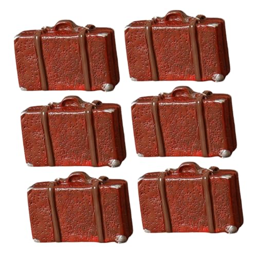 Yardwe 6 Stück Puppenhaus Koffer für Puppenhäuser Mini Reisen Gepäck realistisch Retro Koffer Vintage Koffer Tragbarer Koffer Reisekoffer Modell winziger Koffer Spielzeugkoffer Harz Brown von Yardwe