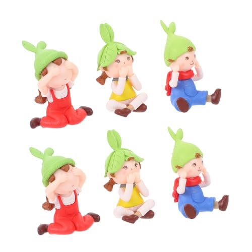 Yardwe 6 Stück Puppenmädchen Dekorationen Schreibtischdekoration Kreatives Handwerk Süße Mädchen Tischfiguren Tischplatte Kleine Cartoon Mädchen Miniatur Puppenornamente Cartoon von Yardwe