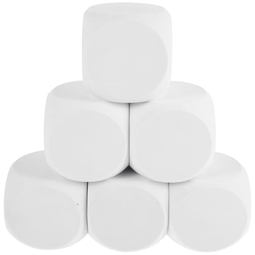 Yardwe 6 Stück Schaumwürfel extra große Würfel Acrylwürfel Trockenlöschblöcke bausteine Temperafarbe für Würfel Stressball Würfel-Gastgeschenke dados Weiß von Yardwe
