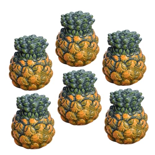 Yardwe Künstliches Ananasmodell 6 Stücke Kleiner Obstdekor Realistische Simulationsfrüchte für Hochzeitsdekoration und Fotoshooting von Yardwe