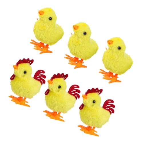 Yardwe 6 Stück Teiliges Aufziehbare Hühner Plüschspielzeug mit Realistischen Interaktives Hüpfendes Huhn in Gelb für Kreatives und Partygeschenk von Yardwe